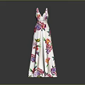White Long Floral Print V Neck Evening Dress For Women Elegant Style