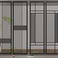 Modern wrought iron glass partition 3d model