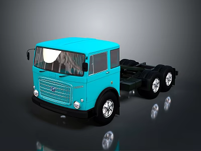 Vintage Turquoise Truck Chassis With Classic Front Design And Shiny Reflections 3d model
