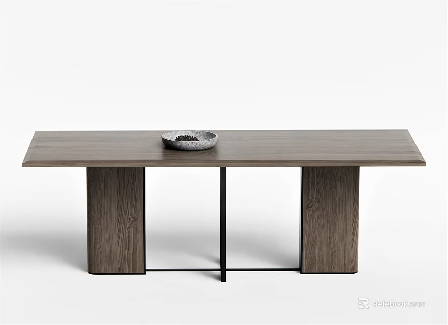 Modern Wooden Dining Table With Sleek Design And Minimalist Tray Top 3d model 