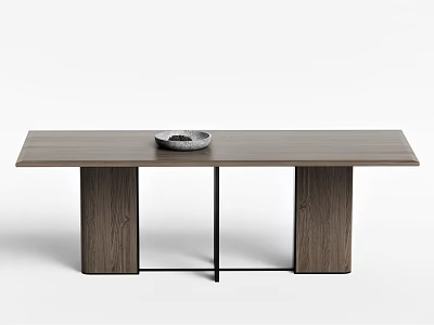 Modern Wooden Dining Table With Sleek Design And Minimalist Tray Top 3d model