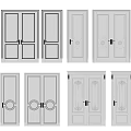 Elegant Double Doors With Decorative Panels And Golden Handles In Various Styles