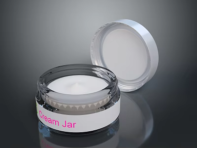 Transparent Cream Jar Container With Open Lid And White Beauty Product Design 3d model
