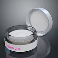 Transparent Cream Jar Container With Open Lid And White Beauty Product Design