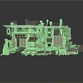 Complex Industrial Machinery Equipment With Platform Mechanical Components And Wheels