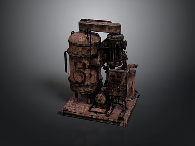 Rusty Industrial Mechanical Equipment With Complex Structure Motor And Base 3d model