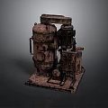 Rusty Industrial Mechanical Equipment With Complex Structure Motor And Base