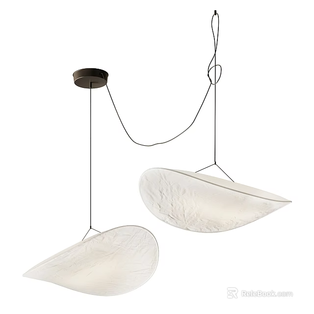 Modern Unique Shape White Fabric Pendant Light With Metal Frame 3d model