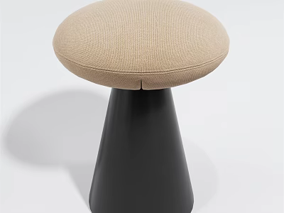 Beige Upholstered Stool With Black Conical Base Modern Home Decor Design 3d model