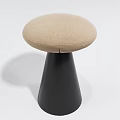 Beige Upholstered Stool With Black Conical Base Modern Home Decor Design