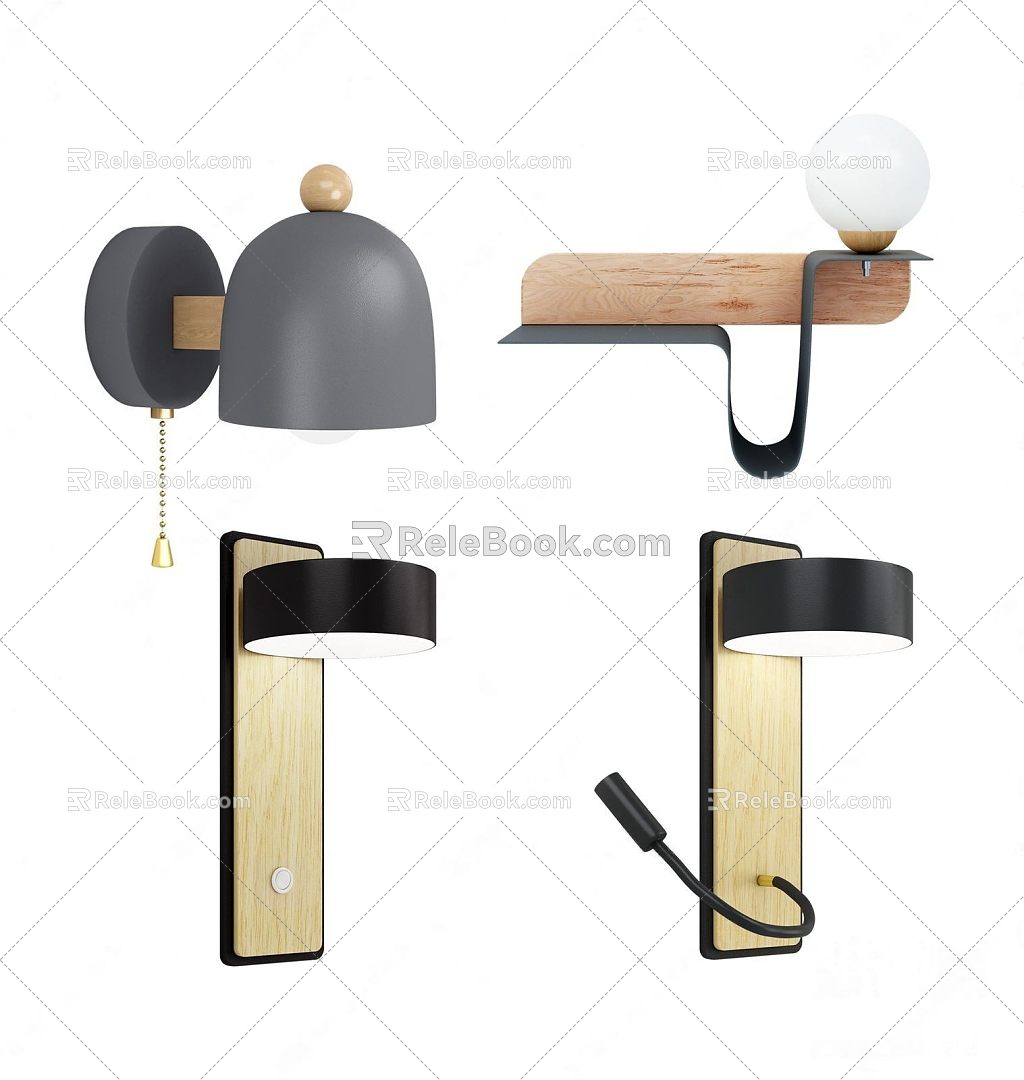 Modern wall lamp combination 3d model