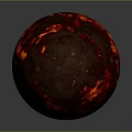 Glowing Lava Sphere With Red Orange Textured Surface On Gray Background