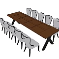 Elegant Dark Wooden Conference Table With Upholstered High Back Chairs For Office