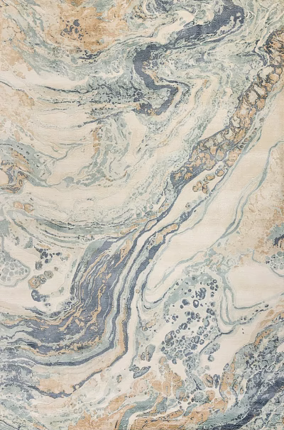 Square Carpet with Marble Pattern in Beige Blue and Gold Tones for Modern Home Decor 3d model
