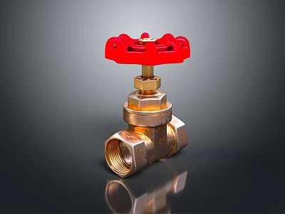 Heavy Duty Brass Valve With Red Handle For Plumbing Hardware Tool 3d model