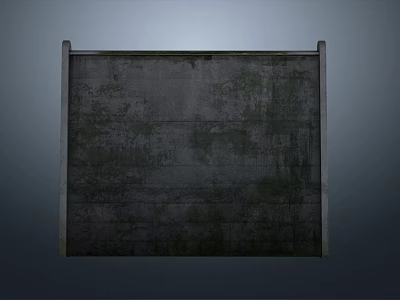 Weathered Concrete Panel With Green Stains And Metal Frame On Gray Background 3d model