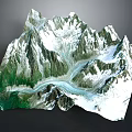 Garden Landscape With Snow Capped Peaks Green Slopes And Winding River