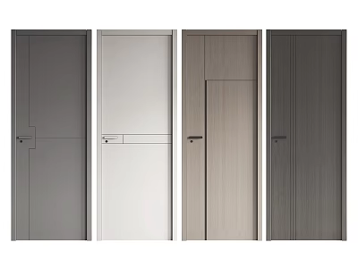 Modern Minimalist Hinged Doors With Various Colors And Sleek Surface Design 3d model