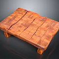 Rustic Wooden Coffee Table With Natural Wood Grain And Plank Design