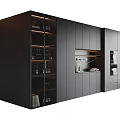 Modern Black Sideboard Interior With Glass Door Display Shelves And Storage