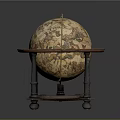 Decorative Globe Ornament Decoration Set With Wooden Base Metal Stand And Colorful Patterns