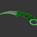 Tactical Curved Blade Knife With Bat Inspired Handle And Finger Ring