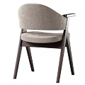 Modern Leisure Accent Chair With Dark Wood Arms Legs Light Gray Fabric Upholstered Seat Backrest