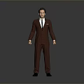 Man Wearing Brown Formal Suit with White Shirt and Black Shoes Standing