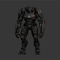 3D Model Mechanical Robot Character With Gray Armor Red Accents And Detailed Structure