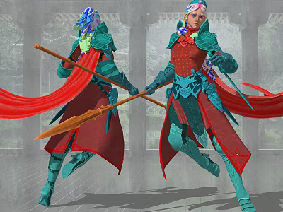 female game character warrior doll hand toy 3d model