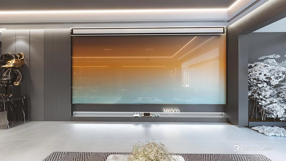 Modern Living Dining Room Interior With Stylish Lighting And Comfortable Sofa Dining Table 3d model