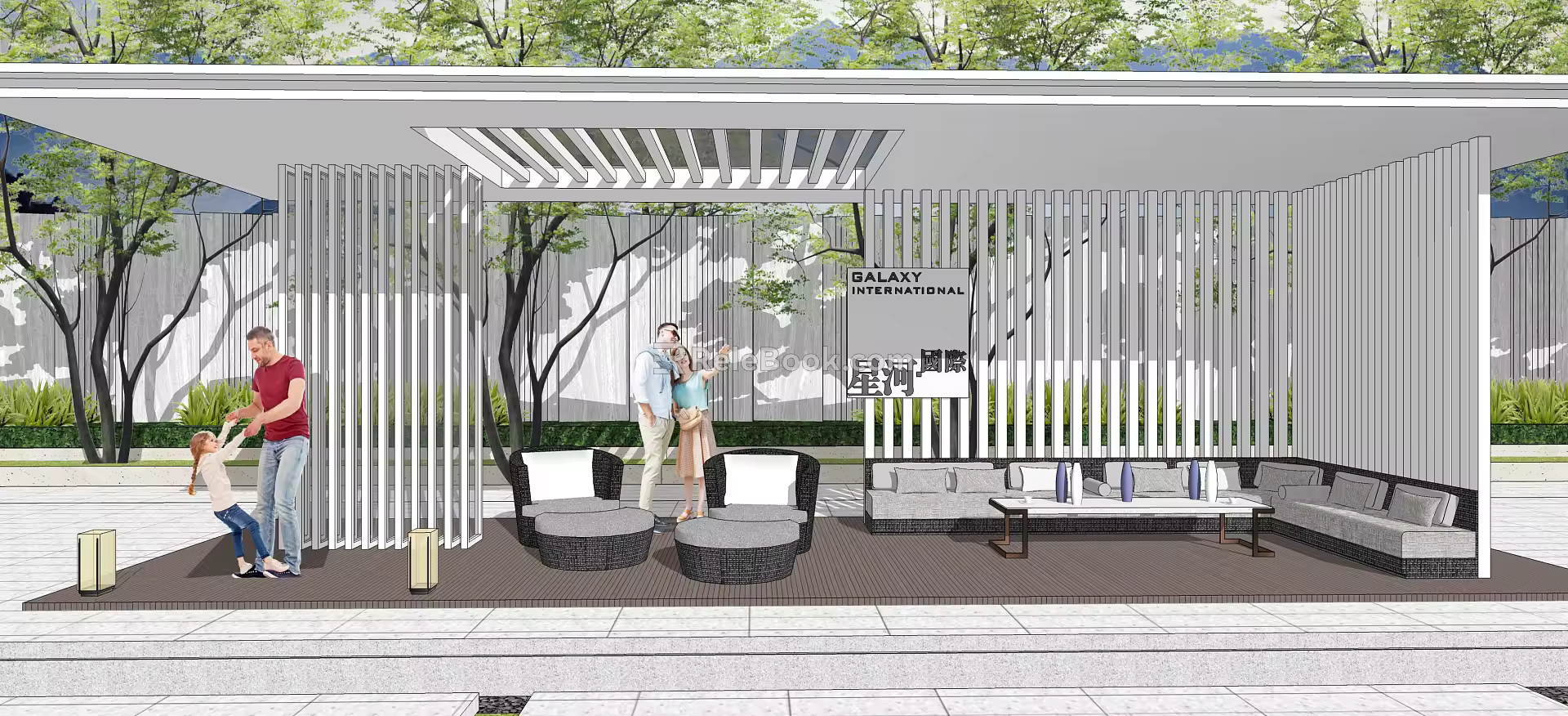 Modern Gallery Frame Landscape Gallery Frame Courtyard Garden Leisure Gallery Frame 3d model