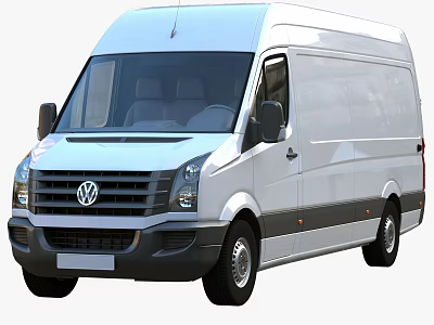 Volkswagen White Commercial Cargo Van Front View with Spacious Cargo Area Design 3d model