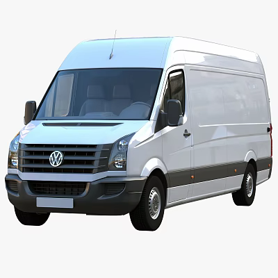 Volkswagen White Commercial Cargo Van Front View with Spacious Cargo Area Design 3d model