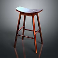 Wooden Bar Stool With Curved Seat And Four Legs Design
