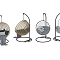 Modern Hanging Chairs With Rattan And Transparent Sphere Design Comfortable Cushions