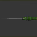 Tactical Weapon Knife With Metallic Blade And Green Striped Handle Design
