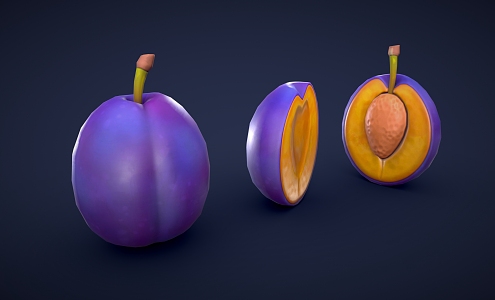 Cartoon plum Cartoon fruit low poly fruit apricot cartoon apricot 3d model