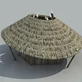 Rustic Thatched Roof Structure With Classic Wooden Swing Door Design