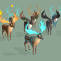 Modern Deer Herd Elk Fantasy Deer Herd 3d model