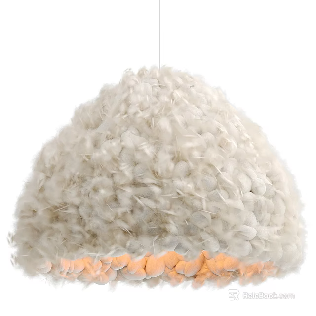 Elegant Feather Shaped Ceiling Light With Warm Glow 3d model 