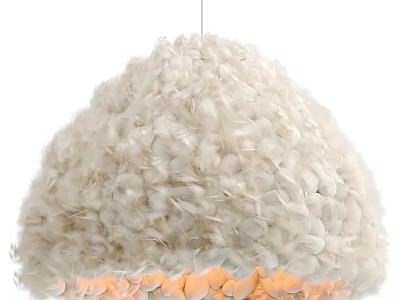 Elegant Feather Shaped Ceiling Light With Warm Glow 3d model