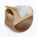 Wooden Building Blocks Designed Into Curved Shape With Metal Rings And White Fur Pad