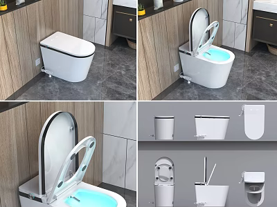 Modern White Ceramic Toilet Design With Open Lid In Bathroom Setting 3d model