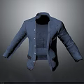 Blue Stylish Suit Jacket With Front Buttons Side Pockets And Classic Collar 3d model