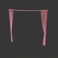 Scenic Decorative Archway Structure With Wooden Brown Curtains And Hanging Drapes