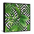 Green Tropical Leaf Botanical Plant Painting In Black Frame On White Wall