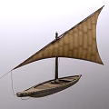 Wooden Sailboat Featuring Brown Sail Mast And Deck On Gray Background