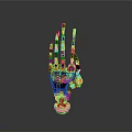 Detailed Mechanical Robot Arm Featuring Black Body And Orange Joints On Gray Background