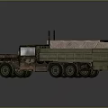 Two Military Cargo Trucks with Camouflage Paint Canvas Covered Open Beds
